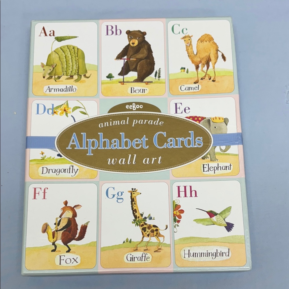 Vintage EeBoo Animal Parade Alphabet Cards - 8"×10"  Wall Art Flash Cards